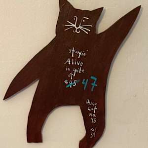 Disco Cat no. 45 (Brown) "Stayin' Alive" by Sarah Jane Lapp
