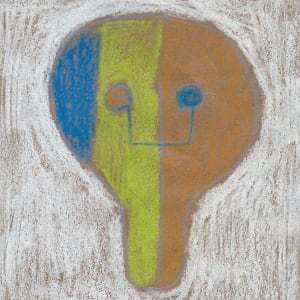 Blue yellow brown skull by Sarah Jane Lapp