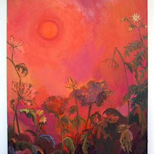 Umbellifer Husks Against a Fire Sky by Claire Elliott 