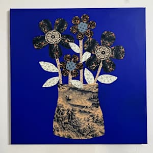 Still life with blue toile vase by Lisa Foster 