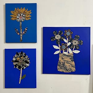 Still life with blue toile vase by Lisa Foster 