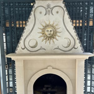 Celestial Sgraffito Fresco Fireplace Mantel (Liebe Fresco) by iLia Fresco  Image: Celestial Buon Fresco Sgraffito - Fireplace Mantel Front View