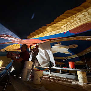 Fresco and Sgraffito Iconography cycle at the St Augustine of Hippo Antiochian Orthodox Cathedral by iLia Fresco
