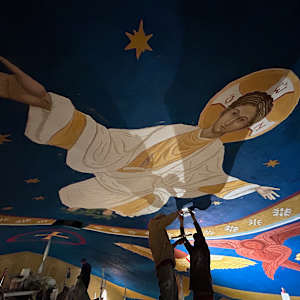 Fresco and Sgraffito Iconography cycle at the St Augustine of Hippo Antiochian Orthodox Cathedral by iLia Fresco 