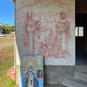 Saint Innocent of PM - Santo Inocencio - Buon Fresco Sgraffito Icon by iLia Fresco 