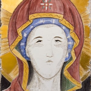 Panagia of the Missionary House - Sgraffito Fresco Icon by iLia Fresco