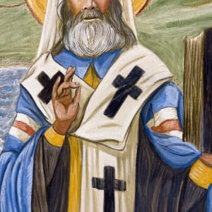 Saint Innocent of PM - Santo Inocencio - Buon Fresco Sgraffito Icon by iLia Fresco 