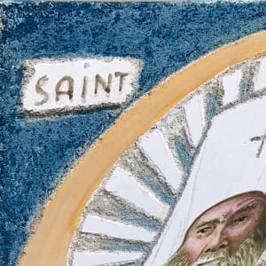 Saint Innocent with Rays - Sgraffito Fresco Icon by iLia Fresco 