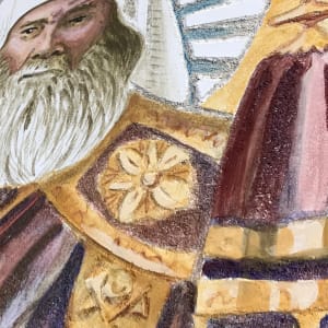 Saint Innocent with Rays - Sgraffito Fresco Icon by iLia Fresco 