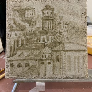 Atrani Village Fresco – study on sand intonaco for Canaan Builders Fresco by iLia Fresco 