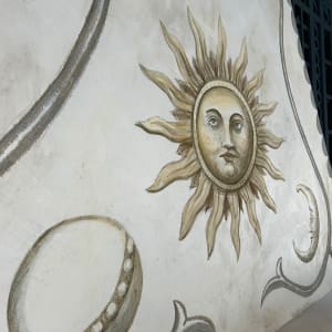 Celestial Sgraffito Fresco Fireplace Mantel (Liebe Fresco) by iLia Fresco  Image: Planet Detail - Buon Fresco 