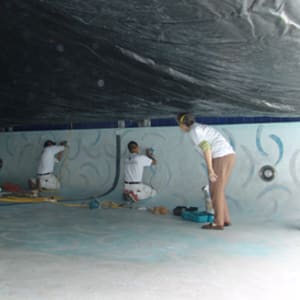 David Hockney Swimming Pool Mural at Roosevelt Hotel Restoration by iLia Fresco  Image: 2008