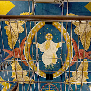 Fresco and Sgraffito Iconography cycle at the St Augustine of Hippo Antiochian Orthodox Cathedral by iLia Fresco 