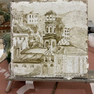 Atrani Village Fresco – study on sand intonaco for Canaan Builders Fresco by iLia Fresco 
