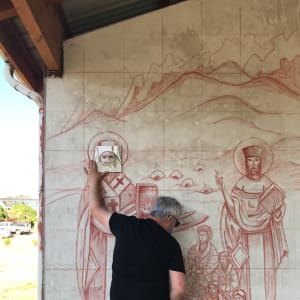 Study for St. Innocent wall fresco sgraffito icon for Project Mexico prayer pavilion by iLia Fresco 