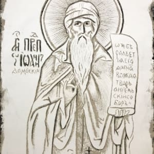 Saint John of Damascus - Sgraffito Icon by iLia Fresco