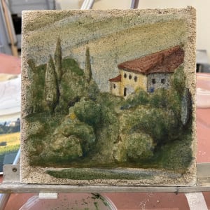 Tuscan Hillside Fresco – study on sand intonaco for Canaan Builders Fresco by iLia Fresco 