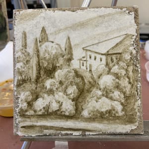 Tuscan Hillside Fresco – study on marble intonaco for Canaan Builders Fresco by iLia Fresco 