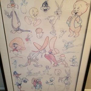 Warner Bros. characters - signed poster by Virgil Ross