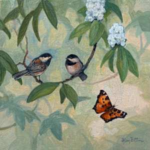 Chickadees and Tortoiseshell by Floy Zittin, Image 1.