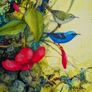 Honeycreepers and Hibiscus by Floy Zittin