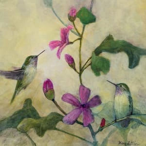 Mallow and Hummingbirds by Floy Zittin
