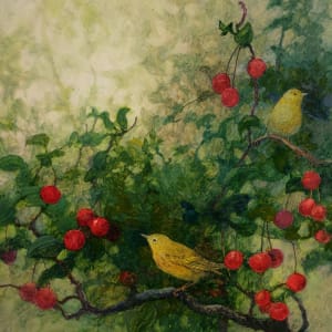 Yellow Warblers and Cherries by Floy Zittin