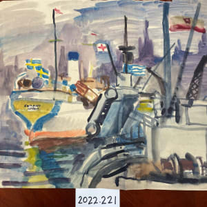 Untitled (Ship and Flags) by Michael Lester, Image 1.