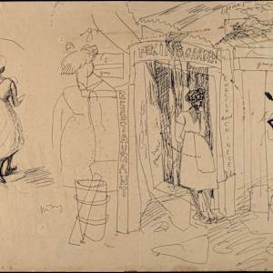 Untitled (Seated Nude/Peking Garden Storefront) by Michael Lester, Image 1.