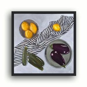 Eggplant On Table | Framed by amanda rubenstein 