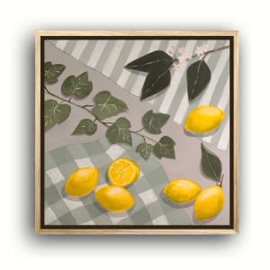 Lemons and Ivy On Table (Framed) by amanda rubenstein 