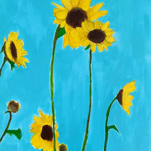 Sunflowers On Blue by Heather Duris
