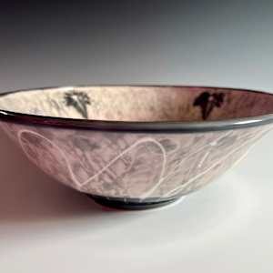 Bowl with ivy leaf design in Sunrise Pink by Kristin Bernhardt Conrad