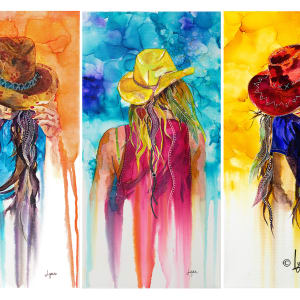Sundown - Spirit of the West/Spirit Girls by Lynn Shield  Image: Set of 3 "Spirit Girls" in "Spirit of the West" collection.