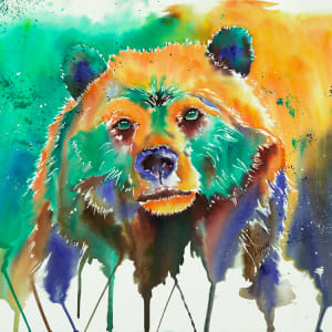Green Grizzly Metal Print by Lynn Shield