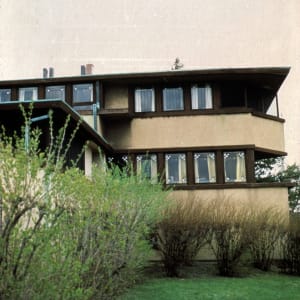 E. A. Gilmore House (Airplane House). Exterior view. by Frank Lloyd Wright