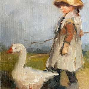 Girl With a Goose by Olga Hegner