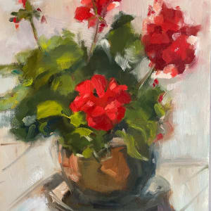 Geranium In An Old Pot by Olga Hegner