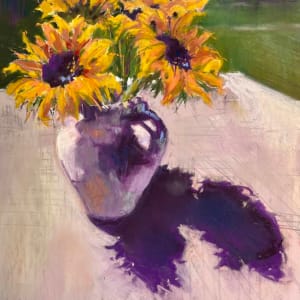 Sunflowers on Linen by Jeri Greenberg