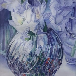 White Glads and Cut Glass by Peggy Lyon