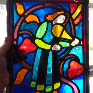 2 Stained Glass Windows - Guitar Player and Horn Blower by Tristina Dietz Elmes 