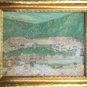 Gertrude Rogers Landscape Oil Painting "Pleasant Valley" in Gold Frame by Tristina Dietz Elmes