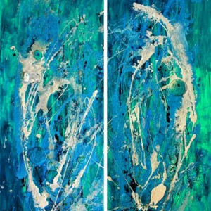 Topaz Blue - Diptych (2 panels) by Tristina Dietz Elmes