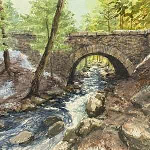A Little Snow at Cobblestone Bridge by Rick Osann Art
