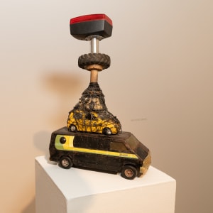 Red Light Thunder: A Painting of Arthur Simm's Sculpture "Red Light" by Melodie Provenzano 
