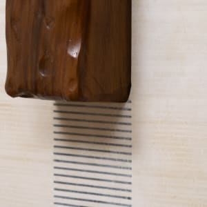 Wheatfields LXXIII (#73) by Carlo Marcucci  Image: Detail view of Wheatfields LXXIII
Carlo Marcucci, 2009
Wood, stained kishimen noodles, squid ink spaghetti on wood, 18" x 36" x  8"