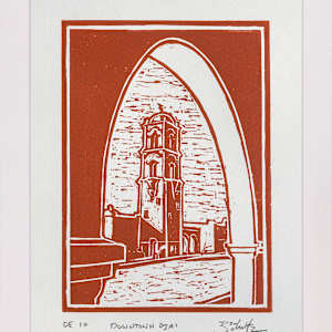 "Downtown Ojai" Linocut #10 by Dan Schultz 