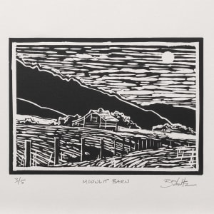 "Moonlit Barn" Linocut 3/5 by Dan Schultz