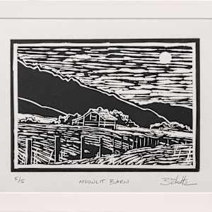 "Moonlit Barn" Linocut 5/5 by Dan Schultz 