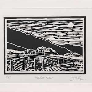 "Moonlit Barn" Linocut Proof 1 by Dan Schultz, Image 2.